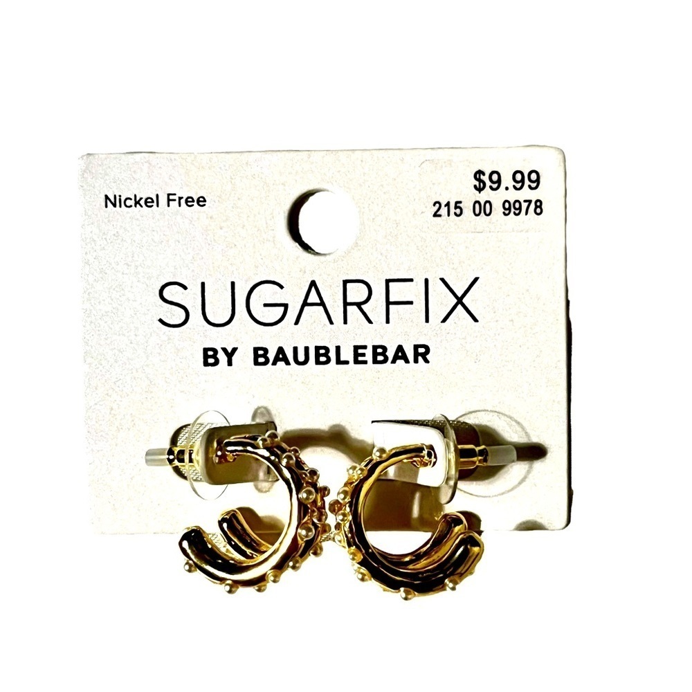 Sugarfix by Baublebar Gold & Pearl Double Hoop Earrings New With Tags